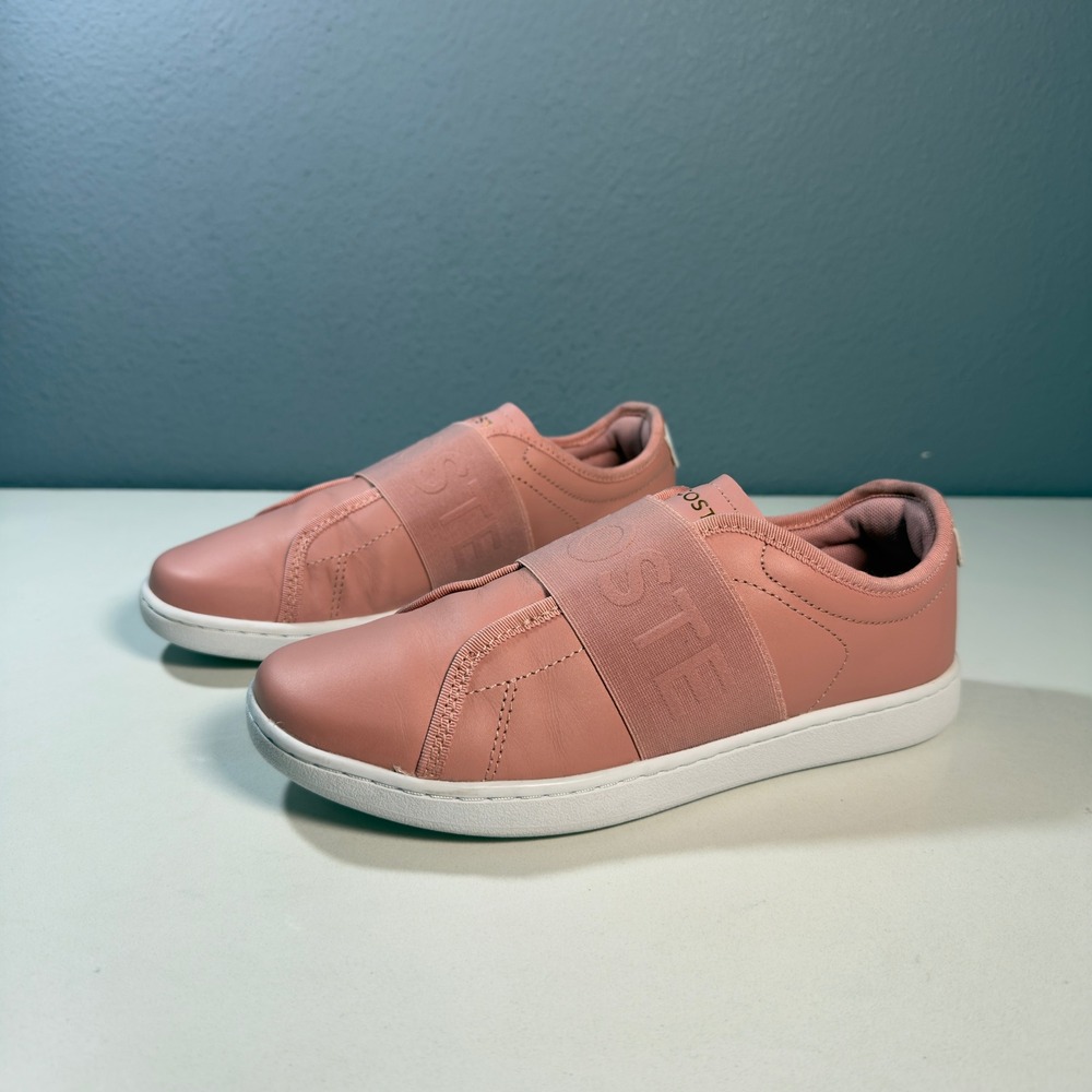 Lacoste Carnaby Evo Slip 318 1 Women Size 6 Pink Excellent Leather Sneakers